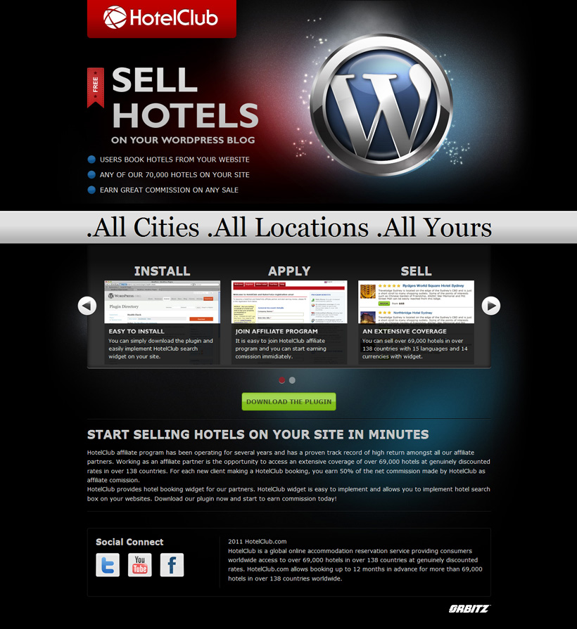 HotelClub Wordpress plugin promo site